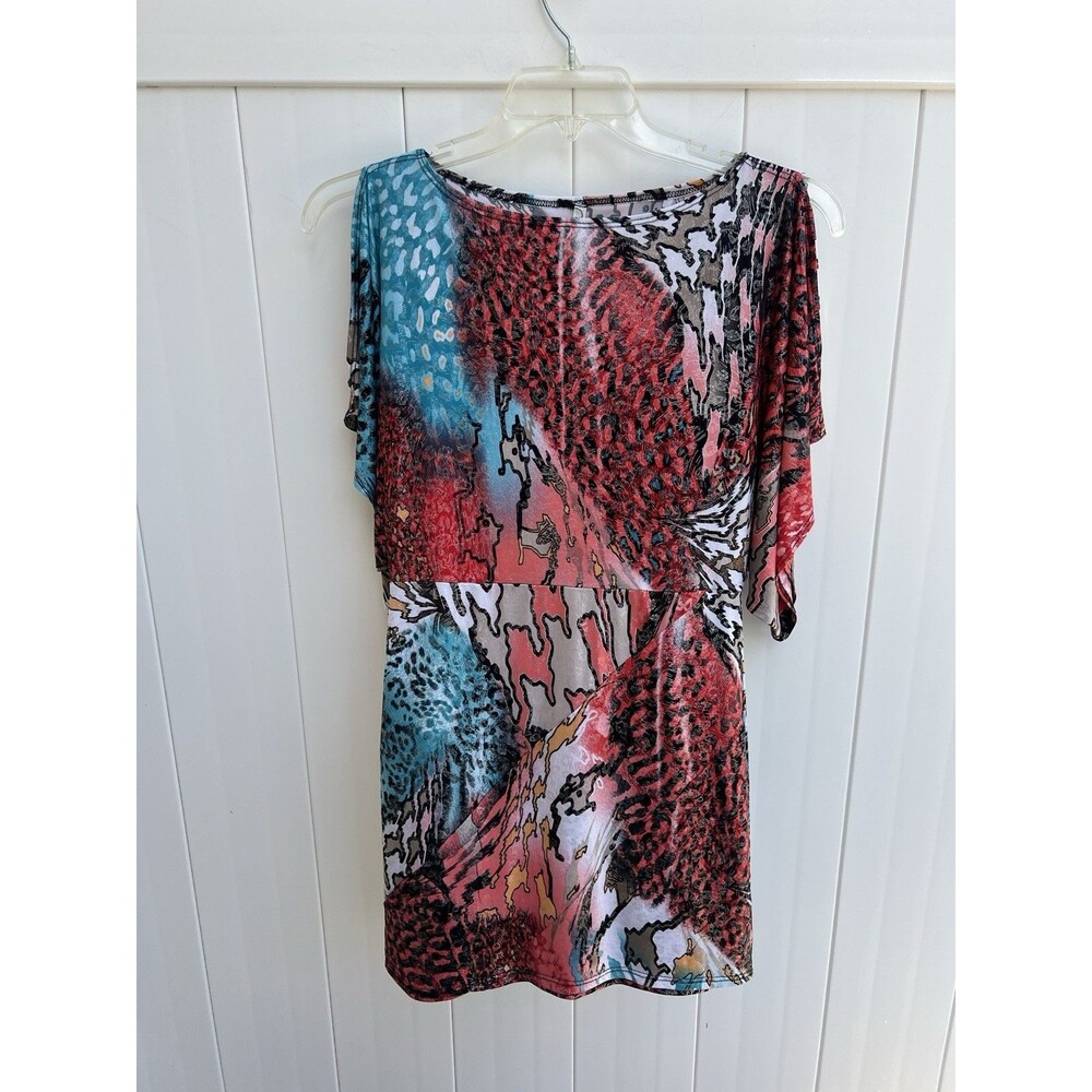True Light Vintage Top Sz Large Floral Nylon Blend USA Retro 90s